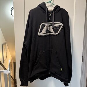 Klim‎ Men's Heavyweight Black Sweatshirt Hoodie Full Zip Snowmobile Logo 2XL